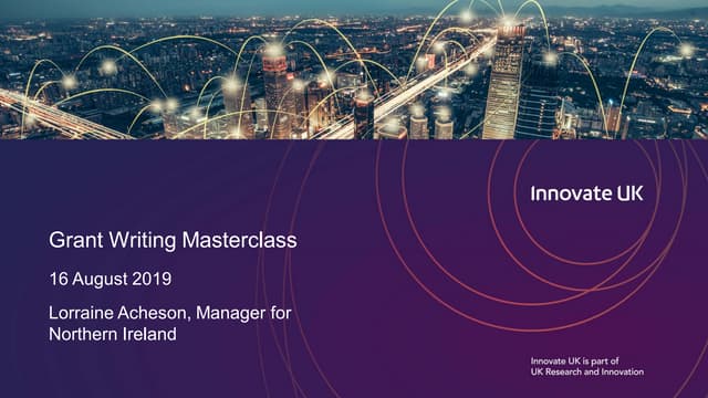 Grant writing masterclass 16 August 2019