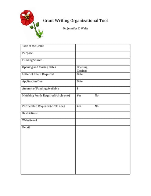 Grant Writing Organizational Tool