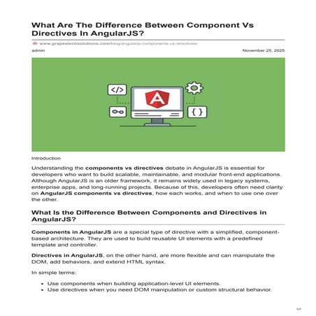 AngularJS Components vs Directives: Key Differences Explained