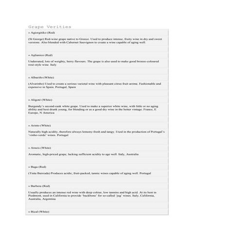 Grapes for wine production