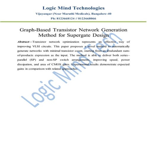 Graph based transistor network generation
