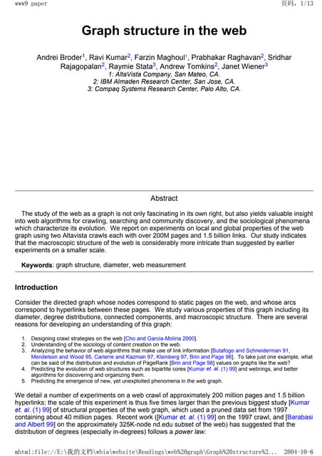 Tutorial 6 (web graph attributes) | PPT