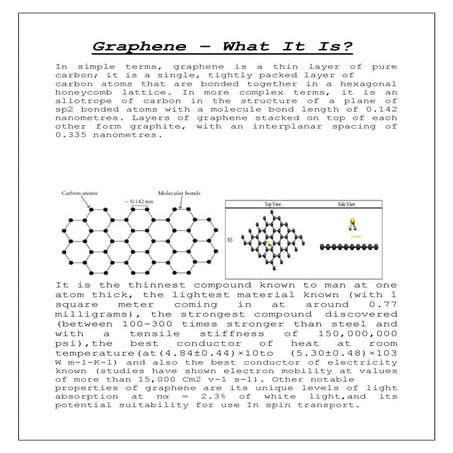 Graphene is an atomically thin sheet of carbon atoms arranged in a hexagonal ...