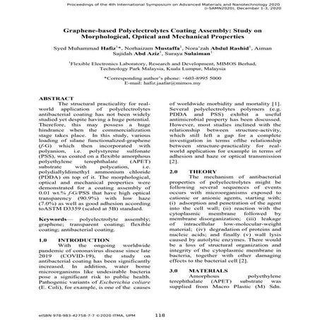 Graphene based polyelectrolytes coating assembly - study on morphological, op...