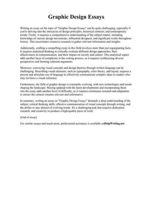 Graphic Design Essay. University of Maine at Fort Kent | PDF