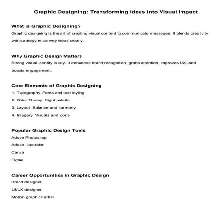 Graphic Designing Article All about Graphic Designing | PDF