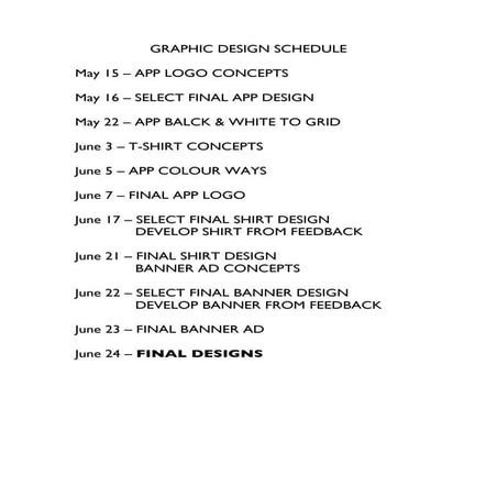 Graphic design Schedule 