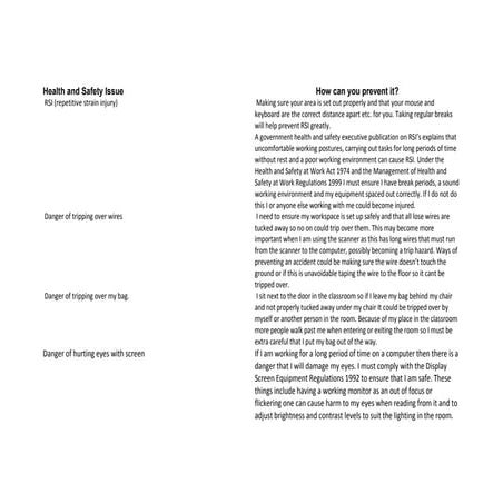 Graphic narrative health and safety handout