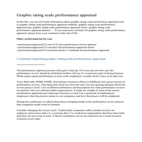 Graphic rating scale performance appraisal