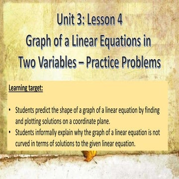 Graph of a linear equation practice problems
