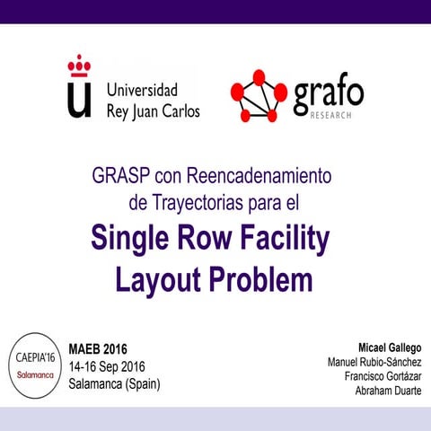 GRASP con PR para el SRFLP en el MAEB 2016