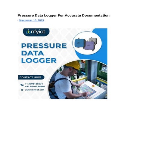 Pressure Data Logger For Accurate Documentation