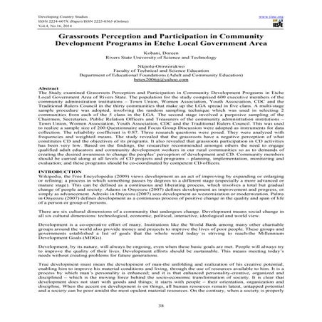 Grassroots perception and participation in community development programs in ...