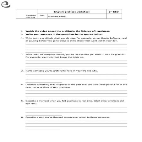 Gratitude activity 2_eso | PDF