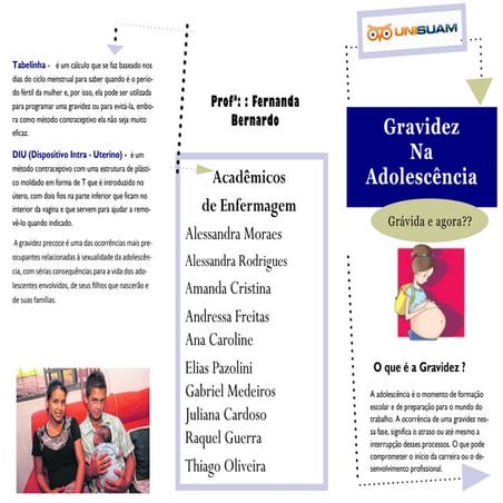 Folheto Gravidez na adolescencia