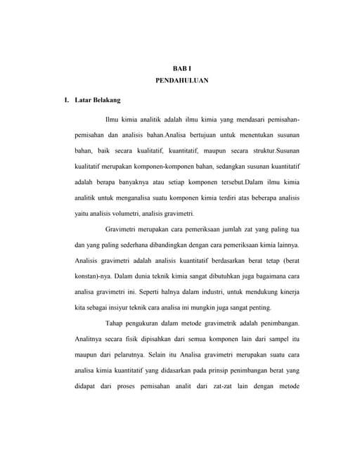 Laporan Analisis Gravimetri
