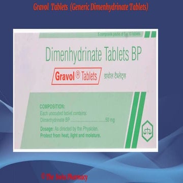 Gravol Tablets (Generic Dimenhydrinate Tablets) | PDF
