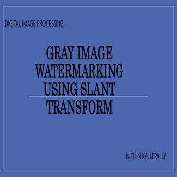 Gray Image Watermarking using slant transform - digital image processing