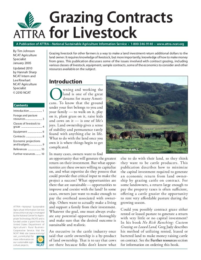 Grazing Contracts for Livestock