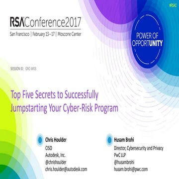 Top 5 secrets to successfully jumpstarting your cyber-risk program