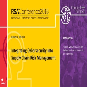 Integrating Cybersecurity into Supply Chain Risk Management