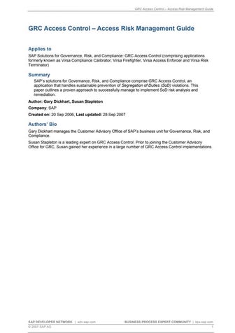 GRC access control   access risk management guide