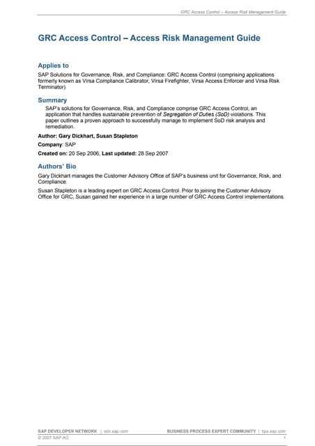 GRC access control   access risk management guide