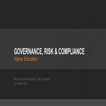 Governance Risk and Compliance - in Higher Education - Australia