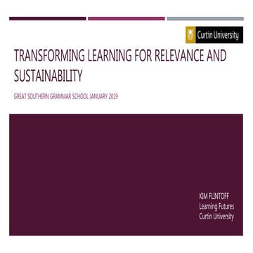 Transforming learning for relevance and sustainability