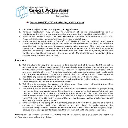 Great activities with minimal resources