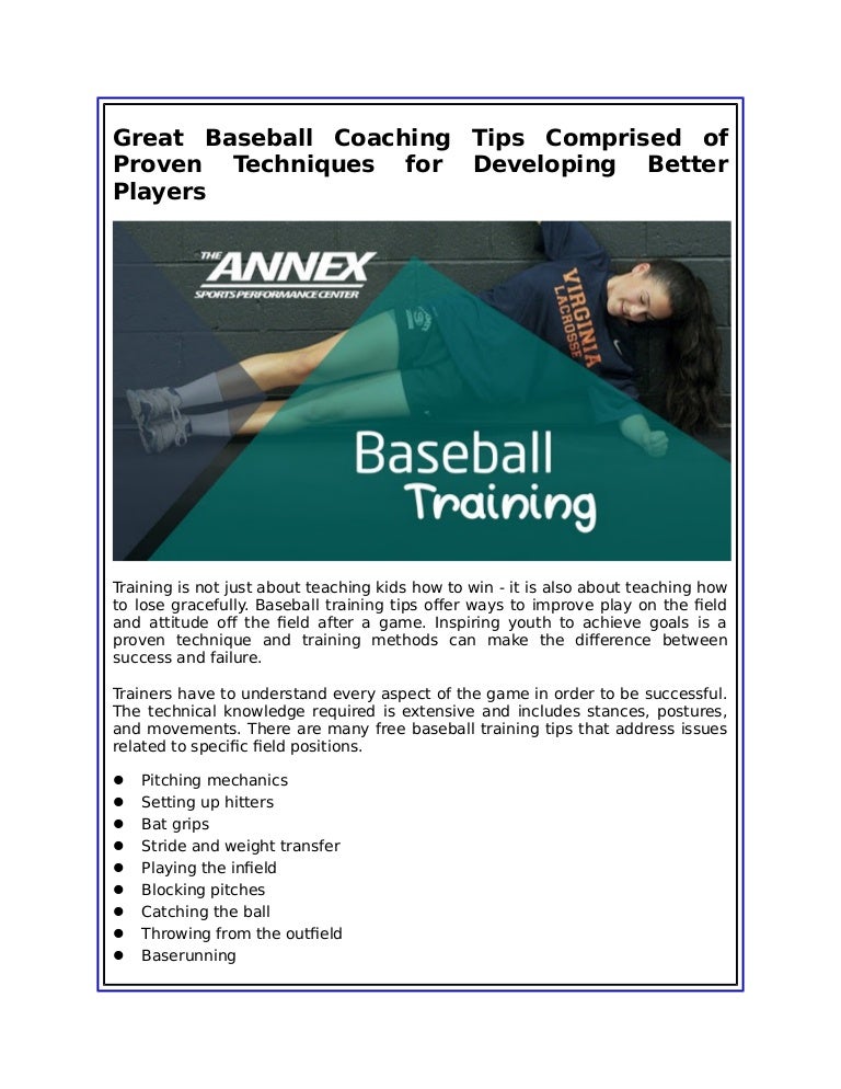 Great Baseball Coaching Tips Comprised of Proven Techniques for Devel…