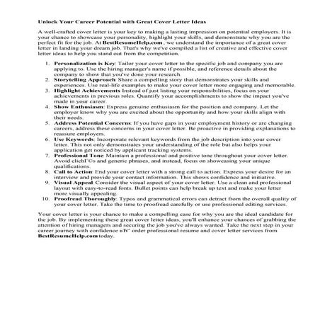 Great Cover Letter Ideas