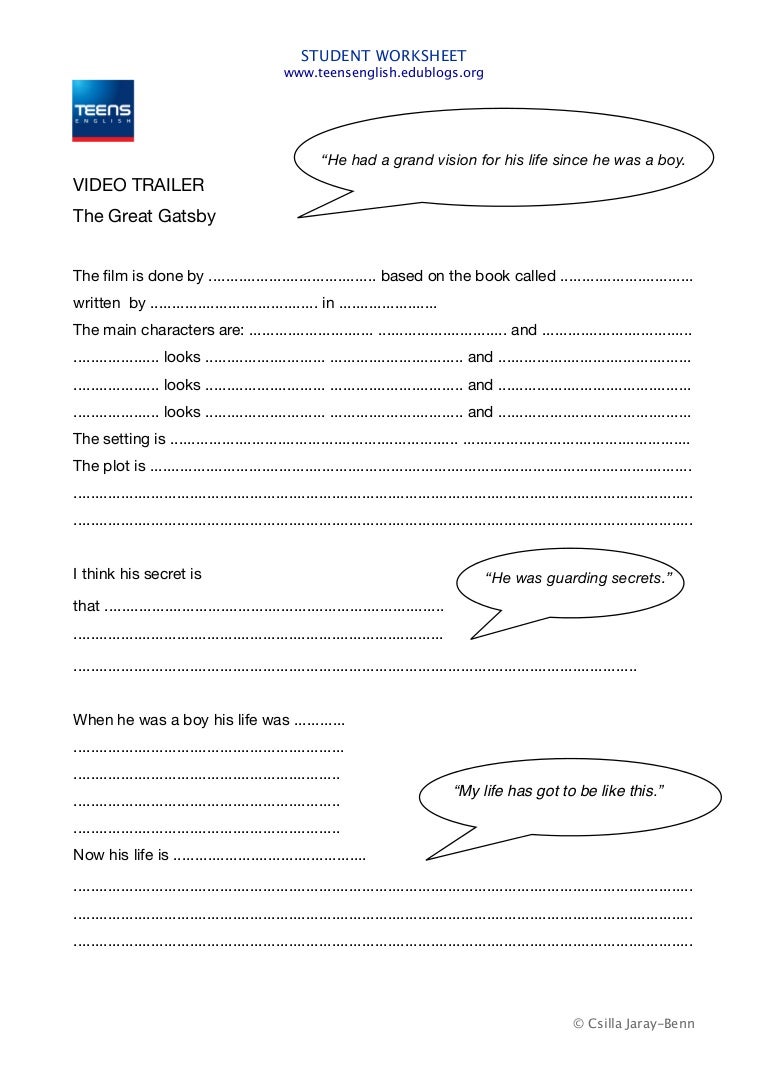 worksheet The Great Gatsby Worksheets the great gatsby worksheet