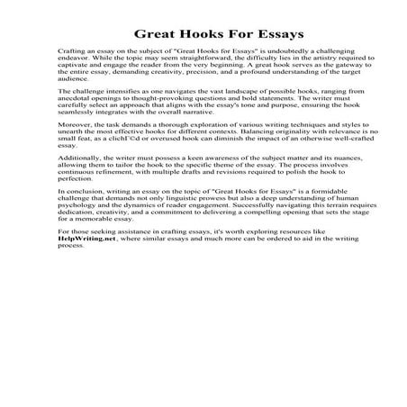 Great Hooks For Essays | PDF