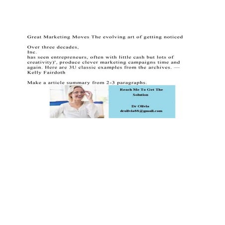 Great Marketing Moves The evolving art of getting noticed Ov.docx