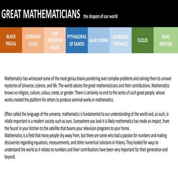 8 Great mathematicians and their inventions