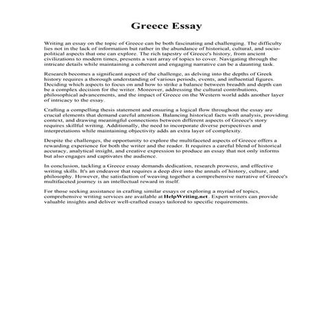 Greece Essay. Quantic School of Business and Technology