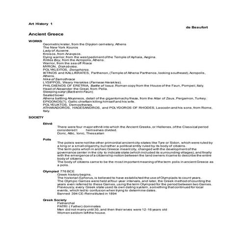Ancient Greece NOTES de Beaufort