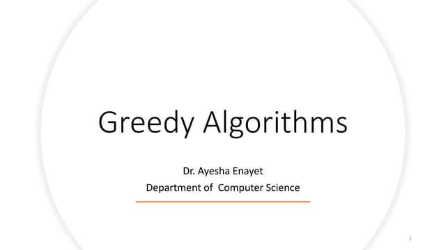 Greedy Algorithms in Algorithms and Design