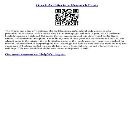 Greek Architecture Research Paper