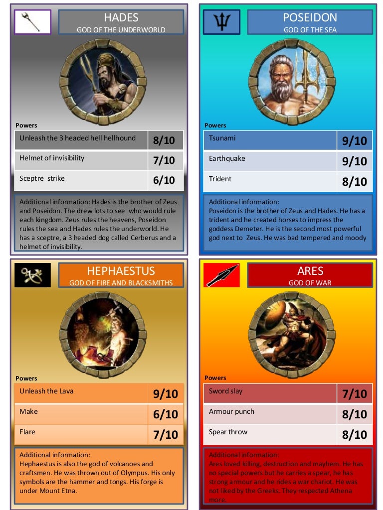 Greek Gods Trading Cards by Tom