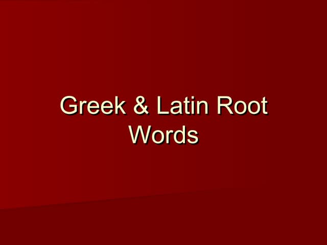Word Root Of The Week