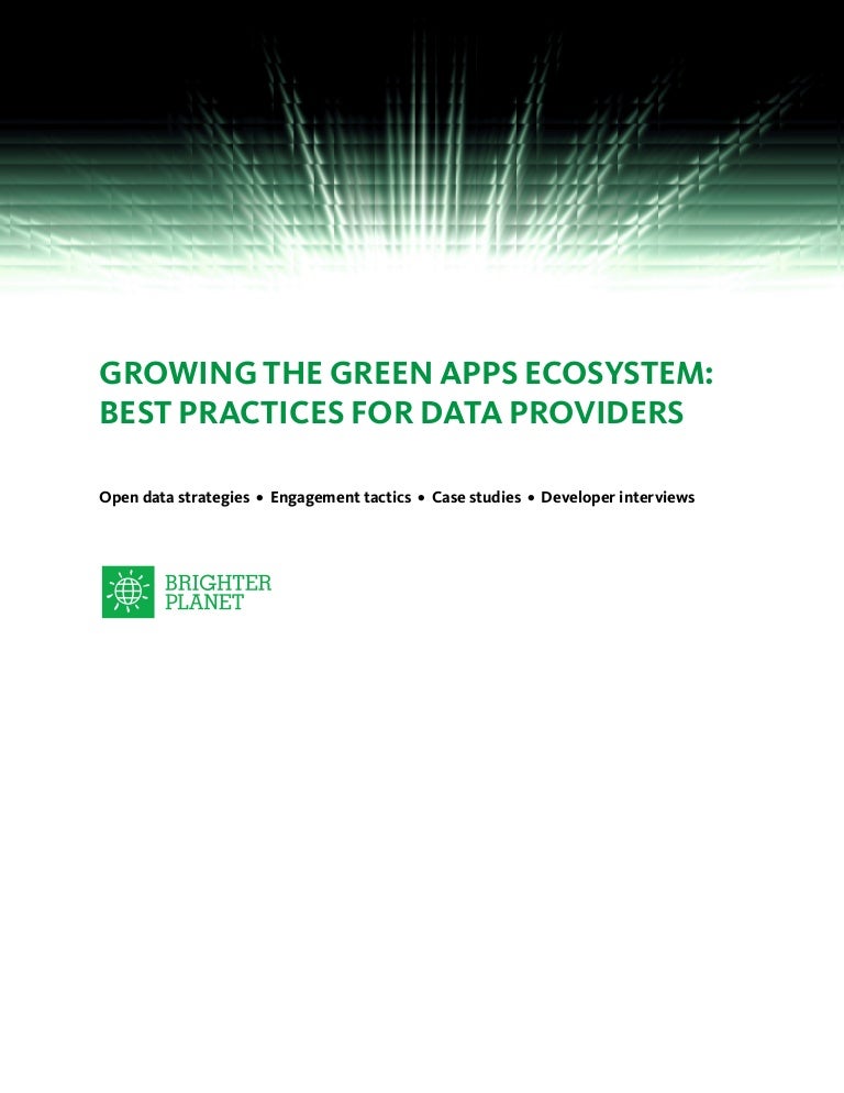 Growing the green apps ecosystem best practices fos datar providers
