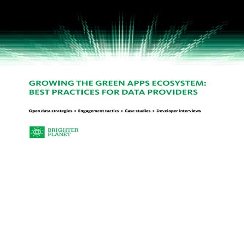 Growing the green apps ecosystem: best practices fos datar providers