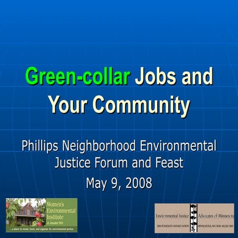 Green Collar Jobs And Your Community