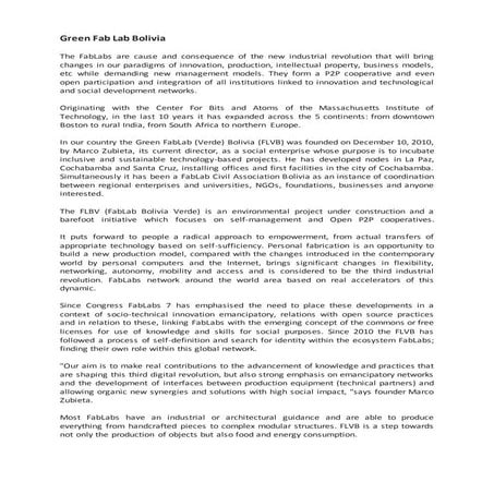 Green Fab Lab Bolivia 2015