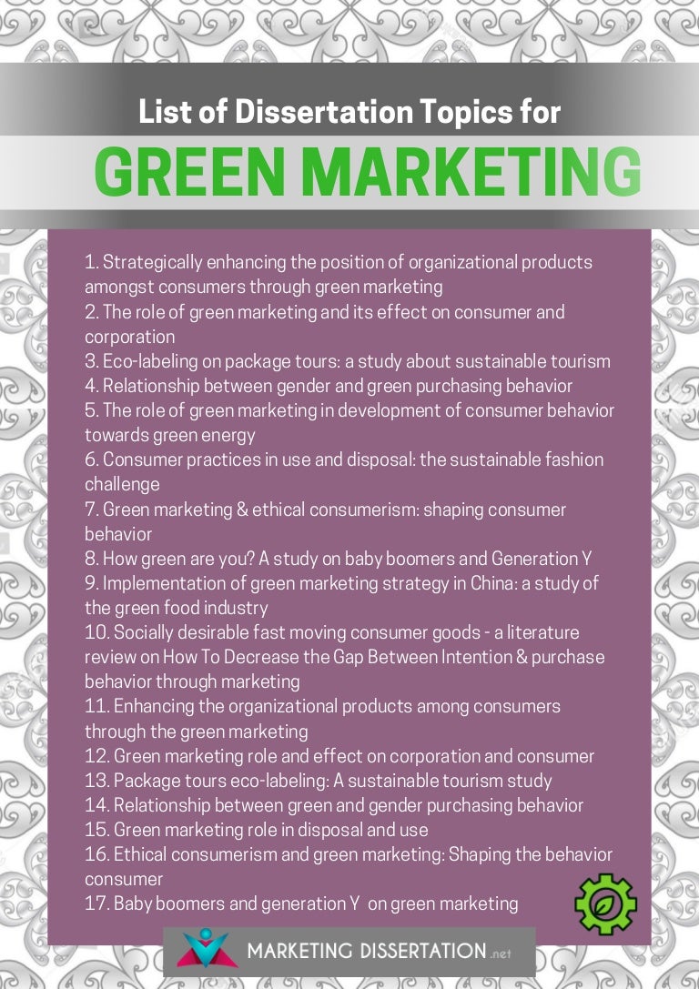 Help on dissertation green marketing