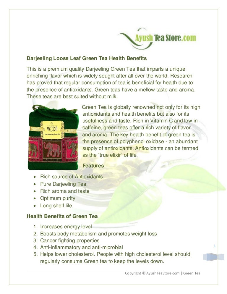 Darjeeling Loose Leaf Green Tea Health Benefits