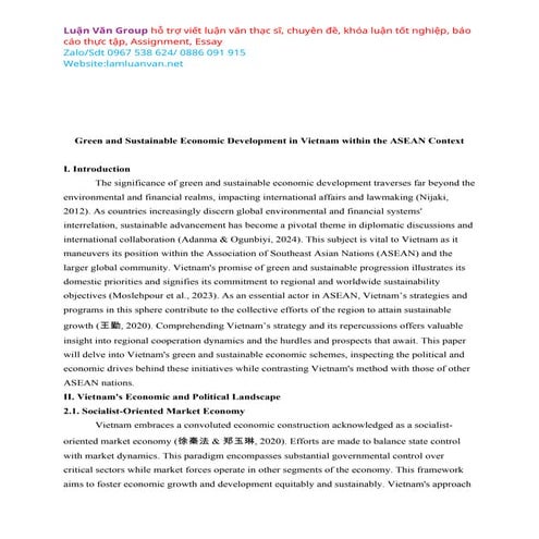 Green and Sustainable Economic Development in Vietnam within the ASEAN ...