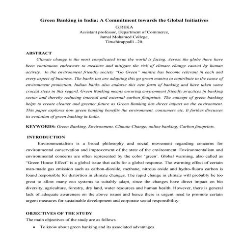 Green banking  by G.Reka   